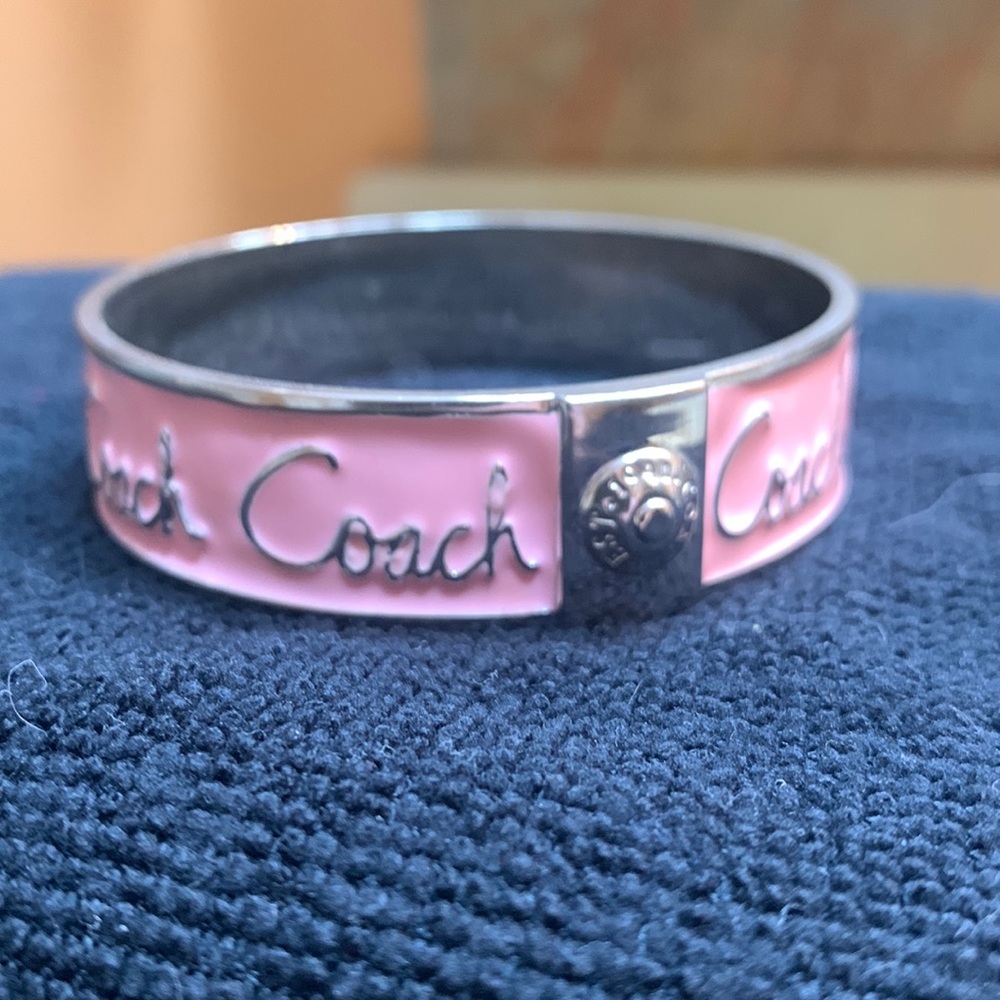 Coach pink enamel bangle bracelet